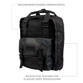 Doughnut Macaroon Camo Series Unisex 16L Backpack with Laptop Compartment I Student Backpack Functional & Handmade I Ideal as a Travel Backpack or City Backpack I Daypack, Black X Army