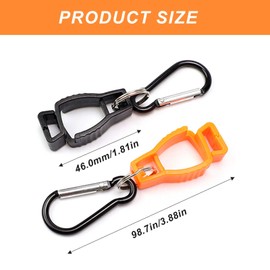 CHSEROK Glove Holder Belt, Pack of 8 Glove Holders, Glove Holder Black and Orange, with Carabiner for Hanging Work Gloves, Protective Helmet