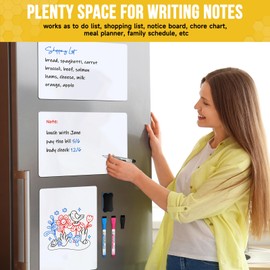 Pack of 3 Small Magnetic Whiteboard for Fridge, 30 x 20 cm, Mini Magnetic Board, White Board for Kitchen, Whiteboard Film for Family Menu, A4 Magnetic Film, Writing Board & 3 Pens 1 Sponge