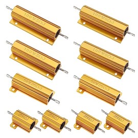 YINETTECH Pack of 10 Power Resistors Aluminium Shell Resistors 25 W 6 Ohm/8 Ohm 50 W 25 Ohm 100 W 3 Ohm/ 8 Ohm Wire Wound Resistor with Aluminium Housing for Electronic Devices