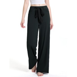 SEVEGO Tall Womens 30"/32"/34" Casual Loose Wide Leg Pants High Waisted Yoga Pants Comfy Palazzo Workout Lounge Trousers,32",Black, M