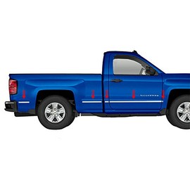 Made in USA! Compatible with 2014-2018 Chevy Siverado Regular Cab 5.8' Bed Body Side Molding Trim Bed Below Body Line 1 1/4'' Wide 10PC