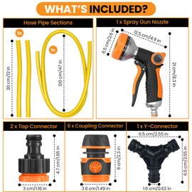 13pc Outdoor Dog Shower Hose for Outside Tap - 2 in 1 Hot and Cold Tap Connector, Garden Hose Pipe and Garden Sprayer for Muddy Dog Washer - Outdoor Pet Bath Tub Accessories for After Walk Pet Wash