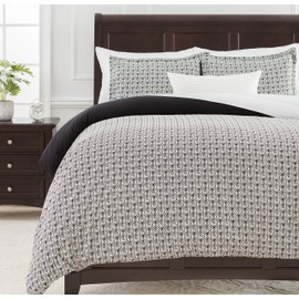 Chanasya Ultra Soft Nouveau 2-Piece Reversible Twin Bedding Duvet Cover Set - Luxurious Brushed Microfiber Comforter Cover - Zipper Closure (1 Duvet Cover & 1 Pillowcase) Black - Twin