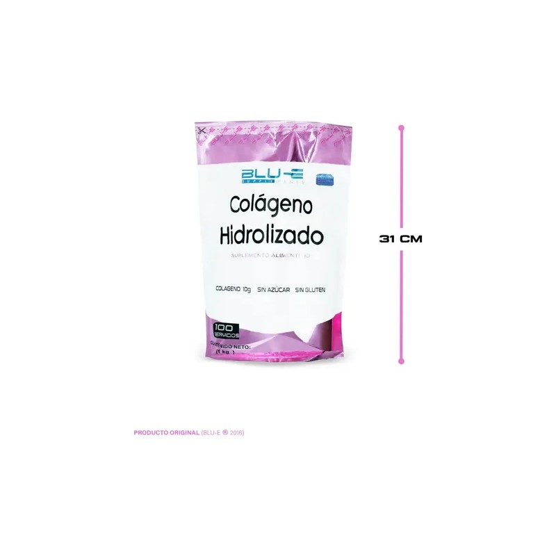 Colágeno Hidrolizado Blu-e 1kg 100 Servicios Bolsa 100 Servs