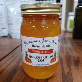 Grandma's Jam House All Natural USA Made Homestyle Pineapple Apricot Jam, 19 oz
