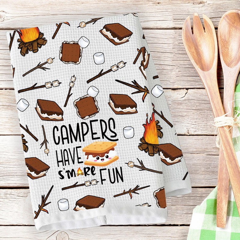 PLITI Camping Kitchen Towel Happy Camper Gift Campers Have’s More