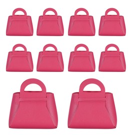 uxcell 10Pcs PU Leather Rose Red Gift Boxes with Handles, 4 x 2 x 4.3 Party Favor Bag with Ribbon Reusable Candy Gift Boxes for Weddings Bridal Baptisms Party Decoration