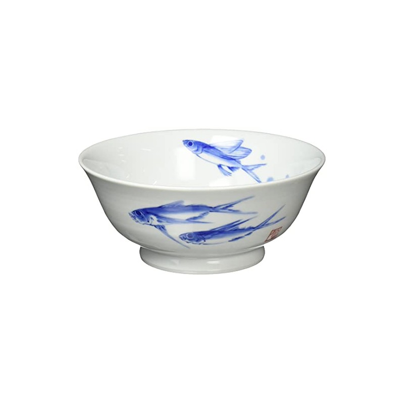 Hama Pottery Hasami Wagamiyaki, Wayama Kiln, Menbowl, Dyed Fish Crest