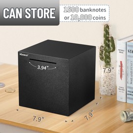 Adults Piggy Bank Must Break to Open, Unbreakable Stainless Steel Piggy Bank for Adults, Metal Savings Box for Cash Saving (Black, 7.9 inch)