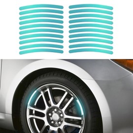 Wedcool 20PCS Reflective Car Wheel Decorative, Fluorescent Tire Decal, Night Reflective Safety Decoration Stripe, Car Accessories Tire Trim Fit for Car, Motorcycle, Bike (Laser)