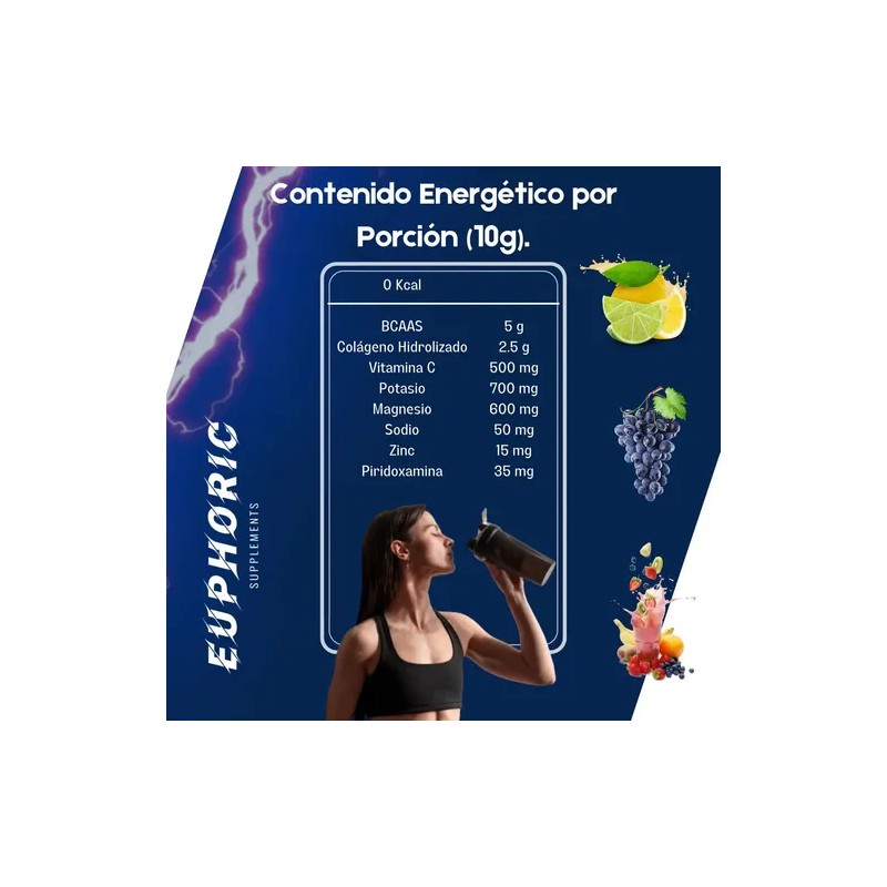 Bcaa Euphoric Colágeno Vitamina 1kg Ponche Frutas