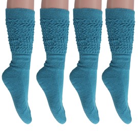 AWS/American Made Slouchy Scrunch Cotton Slouch Socks for Women Shoe Size 5 to 10 (Capri, 3 Pairs)