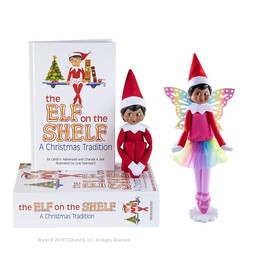 The Elf on The Shelf Scout Girl (Dark Tone/Brown Eyed Girl) Box Set, Storybook and Magifreez Rainbow Snow Pixie Accessory [Multi-Item Bundle]