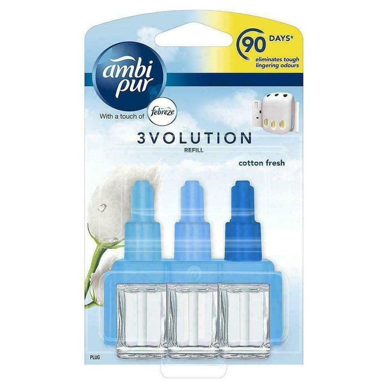 3x Ambi Pur 3Volution Air Freshener 20ml Refill - Cotton