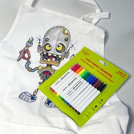 Three Little Twigs: 12pk Fabric Markers & Canvas Apron - DIY Coloring, 12 Colors, Design-Sketch-Create Your Apron Scene, Arts & Crafts, Kids Age 9+
