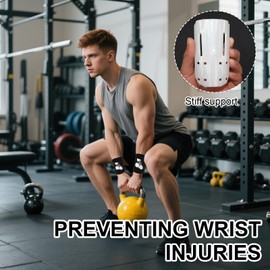 2 Pair Kettlebell Wrist Guards, Shock Absorbing Wrist Band Protection with Plastic Support, Soft Sweat Absorbent Material Sleeve Athletics Sweatband, Workout Strength Training Weightlifting