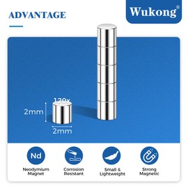 Wukong N45 2 x 2 mm Mini Magnets, Pack of 120 Miniature Neodymium Magnets, Small But Strong for Fridge, 3D Printer, Model and DIY Project