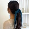 Scarf hair tie ribbon scarf scrunchie dark green ribbon hair tie / 스카프머리끈 리본 스카프 곱창머리끈 다크그린 리본머리끈