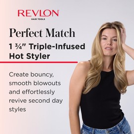 REVLON Perfect Match Hot Styler - Heated Blowout Brush to Style and Extend Blowouts, Hot Brush for Curls, Body, and Volume, Reduces Frizz and Boosts Shine
