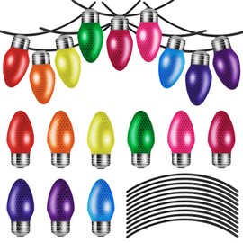 36 Pieces Christmas Car Magnets Set Include 18 Reflective Light Bulb Car Magnet Decorations, 18 Magnet Wire for Christmas Garage Door Refrigerator (Assorted Colors, 36 Pieces)