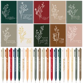 Fuutreo 100 Pcs Christian Gift Notebooks Bible Verse Prayer Journals Religious Inspirational Notebook Scripture Sunday School Mini Pocket Notepad Bible Ballpoint Pen Christian Gifts (Christmas Color)