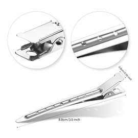 40 Pcs Duck Bill Clips, 3.5 Inch Hair Clips for Women, Rustproof Metal Alligator Curl Clip with Holes for Hair Styling, Coloring, Salon Use for Thick Hair & Thin Hair, Silver