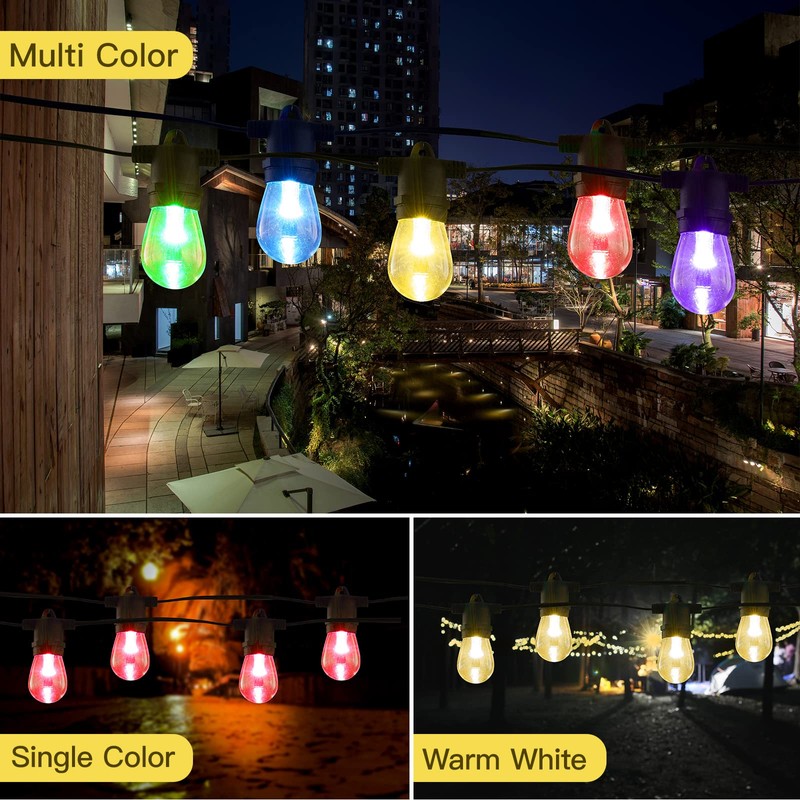 IPStank 48FT Solar-Powered RGB Outdoor String Lights – Dimmable Waterproof
