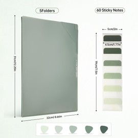 Luxoraiova Pack of 5 A4 Document Wallets, Waterproof Document Folder A4 with Labels, Folders for Documents Organising, Office Supplies, Homework (Gradient Green)