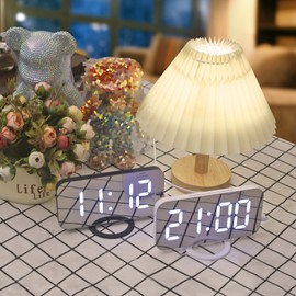 WulaWindy Digital Alarm Clock, Large LED Display, with USB Charger, Snooze Function Dim Mode Wall Hanging Beside Desk Clock for Bedroom Black Room Decor