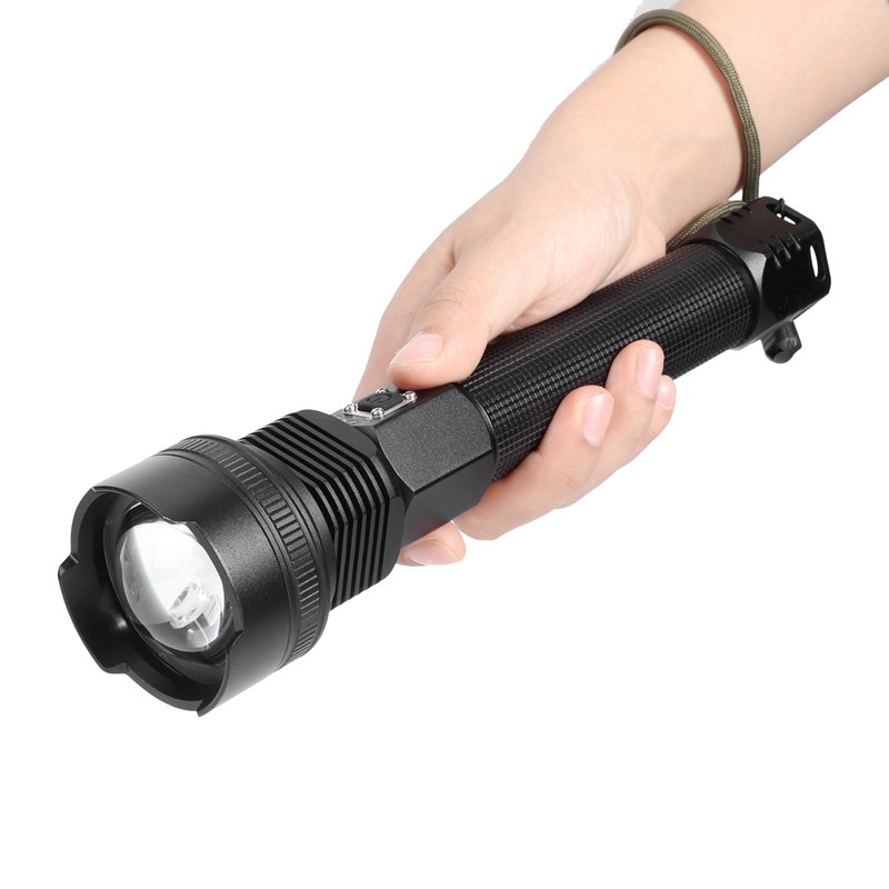 XHP70 Super Bright Telescopic Zoom Waterproof Outdoor Portable Flashlight USB