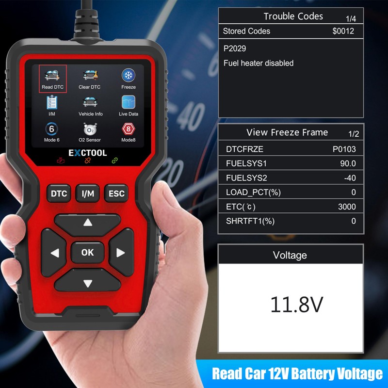 Exctool Car OBD2 Scanner Diagnostic Tool Vehicle Check Engine Light