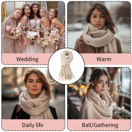 ACNCN Womens Cashmere Scarf Pashmina Shawl Wraps 300g Extra Large Cashmere Thick Scarves for Winter(Beige)