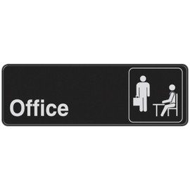 Hillman 841754 Black and White Plastic Self-Adhesive Office Sign (3" x 9")