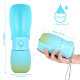 JOPHEK Portable Pet Water Bottle for Dogs and Cats, 180° Foldable Leak-Proof Water Bottle with Activated Carbon Filter, for Daily Walking, Travel, Camping, 300 ml