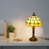 VirtueKing Tiffany Table Lamp Beige Lamp with Colorful Beads Bedside