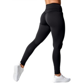 Match Womens High Waisted Active Yoga Pants with Pockets Tummy Control Workout Buttery Soft Leggings (Black, Medium)