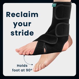 Welnove Adjustable Drop Foot Brace for Everyday Support – Stabilizes Ankle and Arch, Aids Recovery and Comfort for Foot Drop, Plantar Fasciitis, and Nerve Injuries（Left）