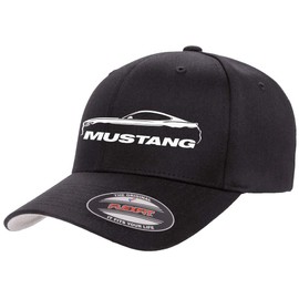 2015-20 Ford Mustang Coupe Classic Outline Design Flexfit 6277 Athletic Baseball Fitted Hat Cap Black S/M