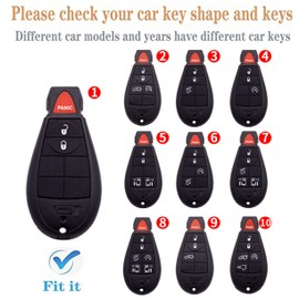 WKEDQAF for Dodge Key Fob Cover with Keychain TPU Key Shell Compatible with 2008-2018 Dodge Ram Jeep Chrysler Model Accessories (3-B Black)