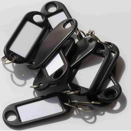 25x Key Tags Black + 1 Transparent Bag Pack of 50