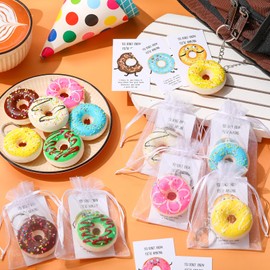 Cunno 24 Set Sweet Donut Party Favors,You're Amazing Appreciation Gifts for Employee Coworker,Donut Keychain Stress Ball(Cute Style)