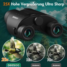 Deesoo 25 x 32 Small Binoculars for Adults Children - High Powered Compact Binoculars for Hunting Bird Watching Sightseeing Sports Games