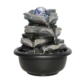 Boono Tabletop Fountain, Healing Interior, LED Crystal Ball, Water Sound, Fountain, Interior, Waterfall, Interior Decoration (Crystal Ball, 6.3 x 6.3 x 7.1 inches (16 x 16 x 18 cm)