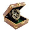 KHUMYAYAD Brass Sundial Compass Nautical Vintage Replica Sundial with Rosewood