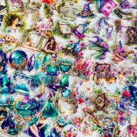 120PCS Fantasy Witch Aesthetic Stickers – Clear Cottagecore Scrapbook Stickers with Forest Fairy, Magic Books, Crystals, Spell Book, Dragons for Journaling, Crafts, Planners, Gifts