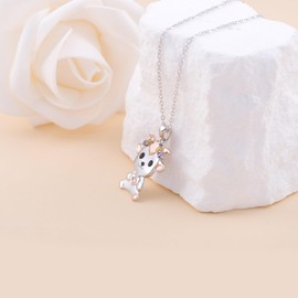 Tufeney Cute Goat Necklace for Women - 925 Sterling Silver Goat Zirconia Heart Pendant Necklace Jewelry Gifts for Goat Animal Lovers