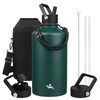 Konokyo Gallon Insulated Water Bottle with Straw,128 oz 3 Lids