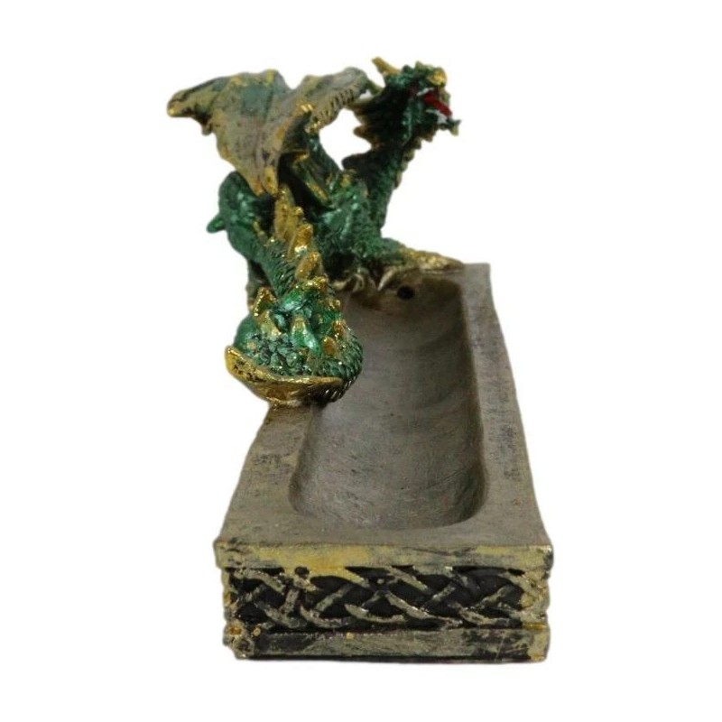 Medieval Celtic Green Dragon Roaring Incense Burner Holder Decorative Figurine