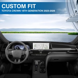 KUST Black Dash Cover Compatible with Toyota Crown 2023-2026 (with HUD) (NOT fit Crown Signia) Polyester Dashboard Cover Non-Slip Dash Protector Accessories for Crown Custom Fit Dash Mat No Glare